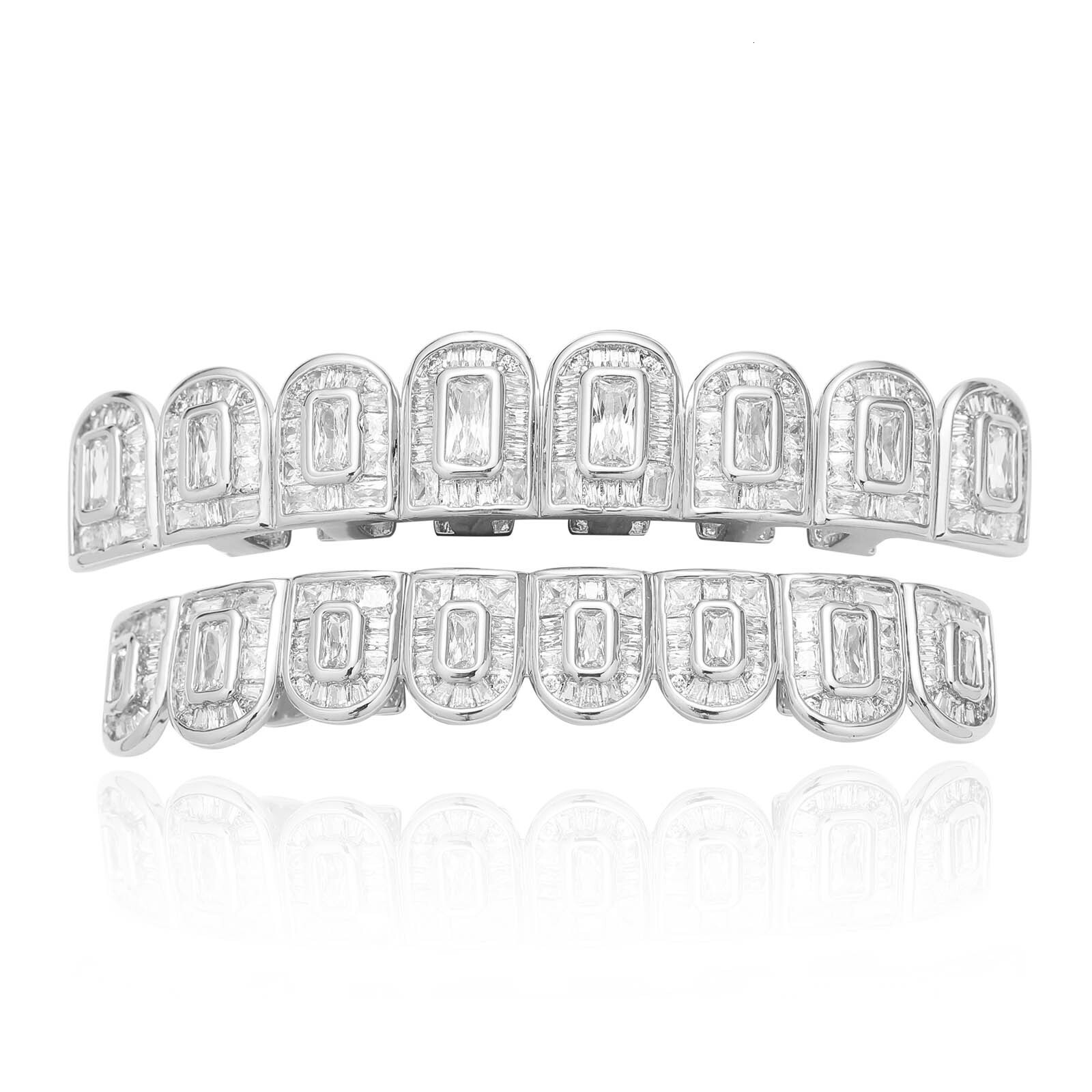 Hip Hop Braces Eight Teeth T Square Moissaniteia Decorative Braces Personality Funny Unisex Braces Accessories moissanite