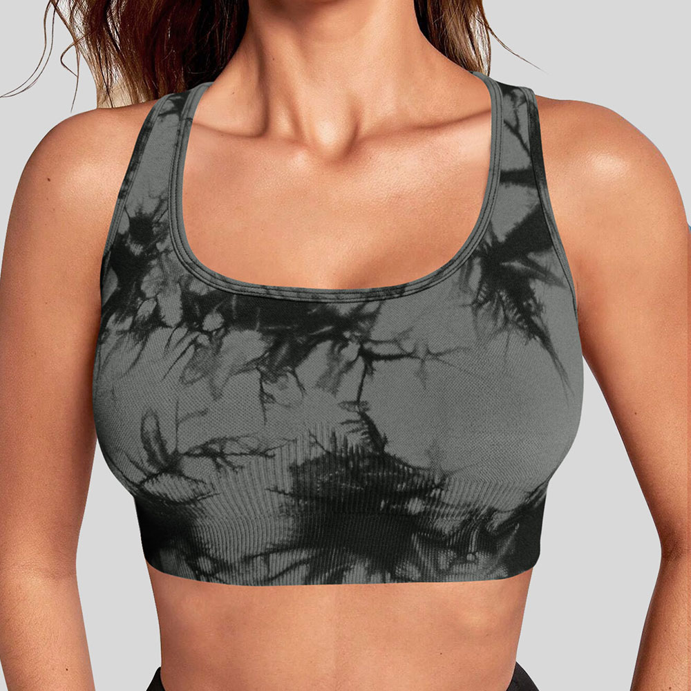 Sports outdoor tie dye seamless high stretch fitness vest with chest cushion for women