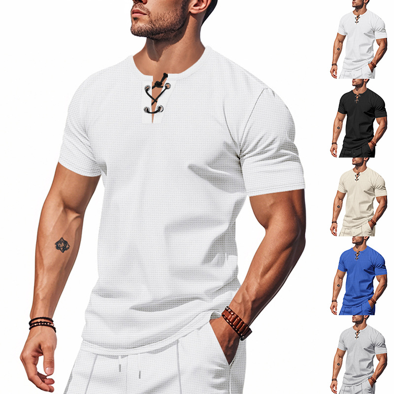 designer t shirt polo shirt mens summer loose waffleknit breathable simple casual shortsleeve shirt