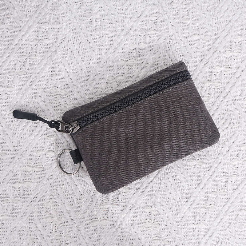 Canvas Purse Portable Small with Lanyard and Buckle for Women Wallet Coin Key Card Holder Storage Bag