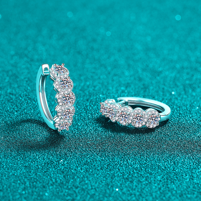 S925 Sterling Silver Moissanite Stud Earrings with Full Paved Design, Elegant and High-End Jewelry for Women, Perfect for Formal and Casual Wear