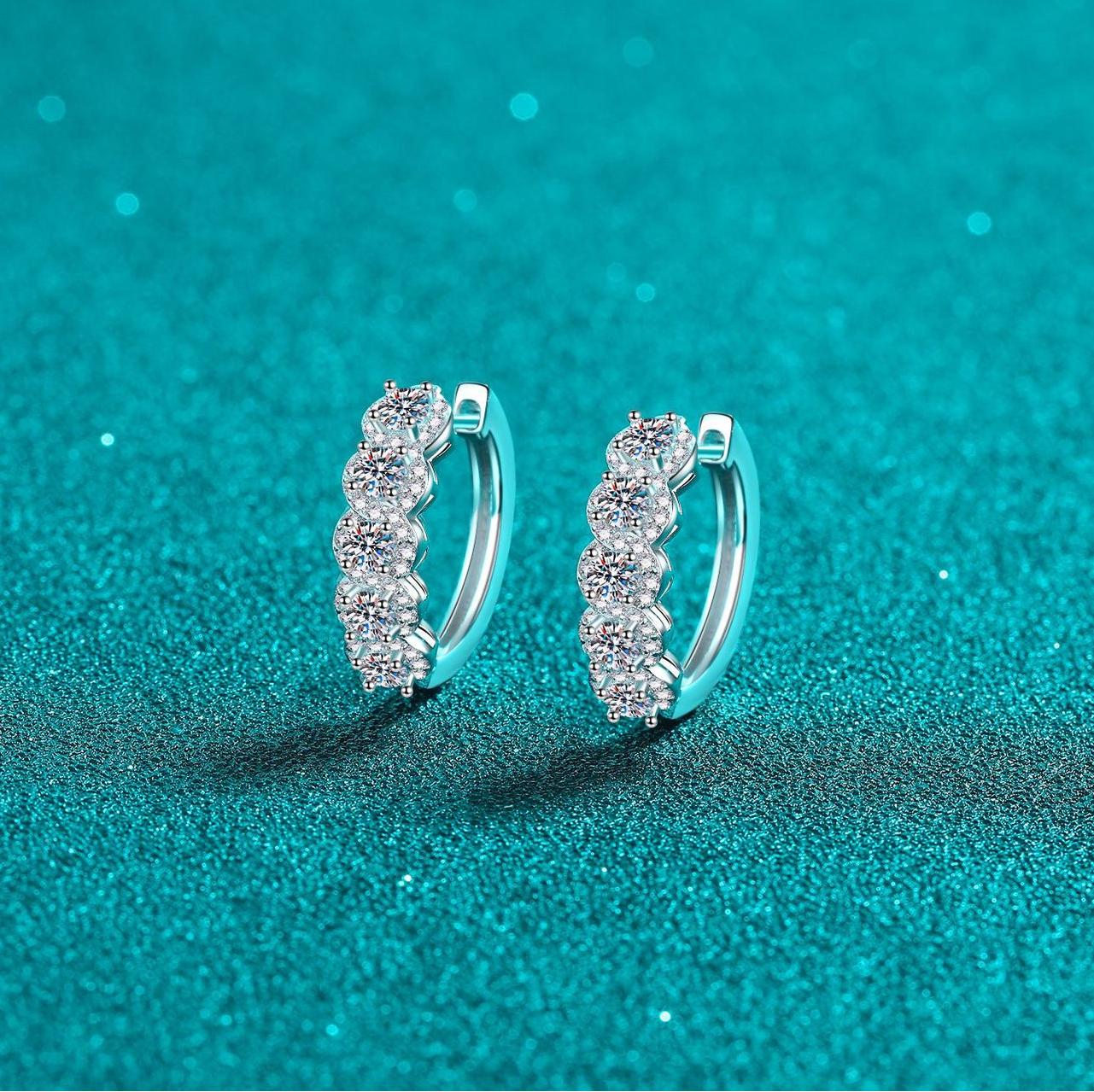 S925 Sterling Silver Moissanite Stud Earrings with Full Paved Design, Elegant and High-End Jewelry for Women, Perfect for Formal and Casual Wear