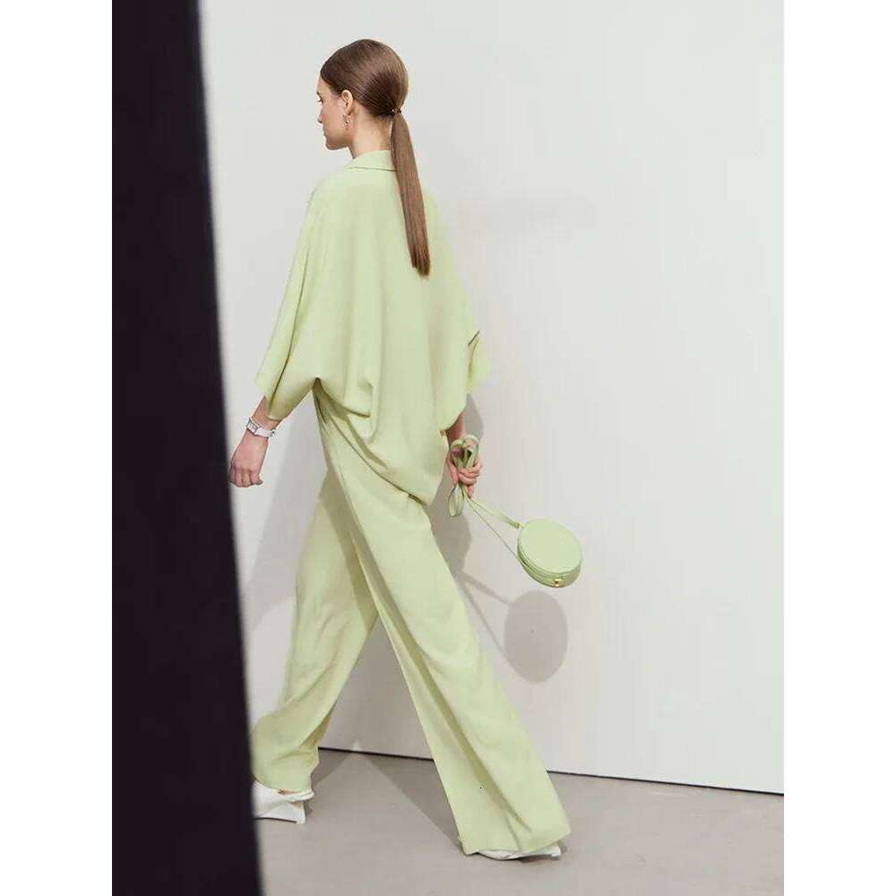 Amii Minimalism Solid Lapel Loose Rotator Sleeve Shirt Casual Trousers Sold Separate Womens Outifits Anti Wrinkle Pants 12541008