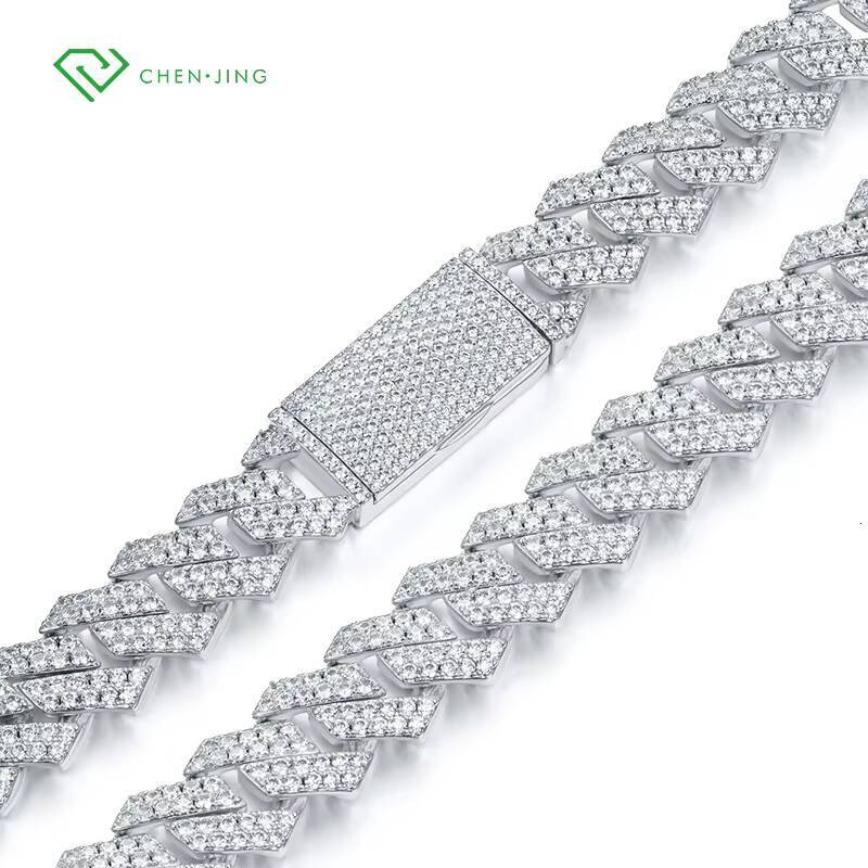 Fine Jewelry 10K 14K Platinum Laboratory Chain 6mm 8mm 10mm 12mm Round Cut HPHT Cuban Necklace