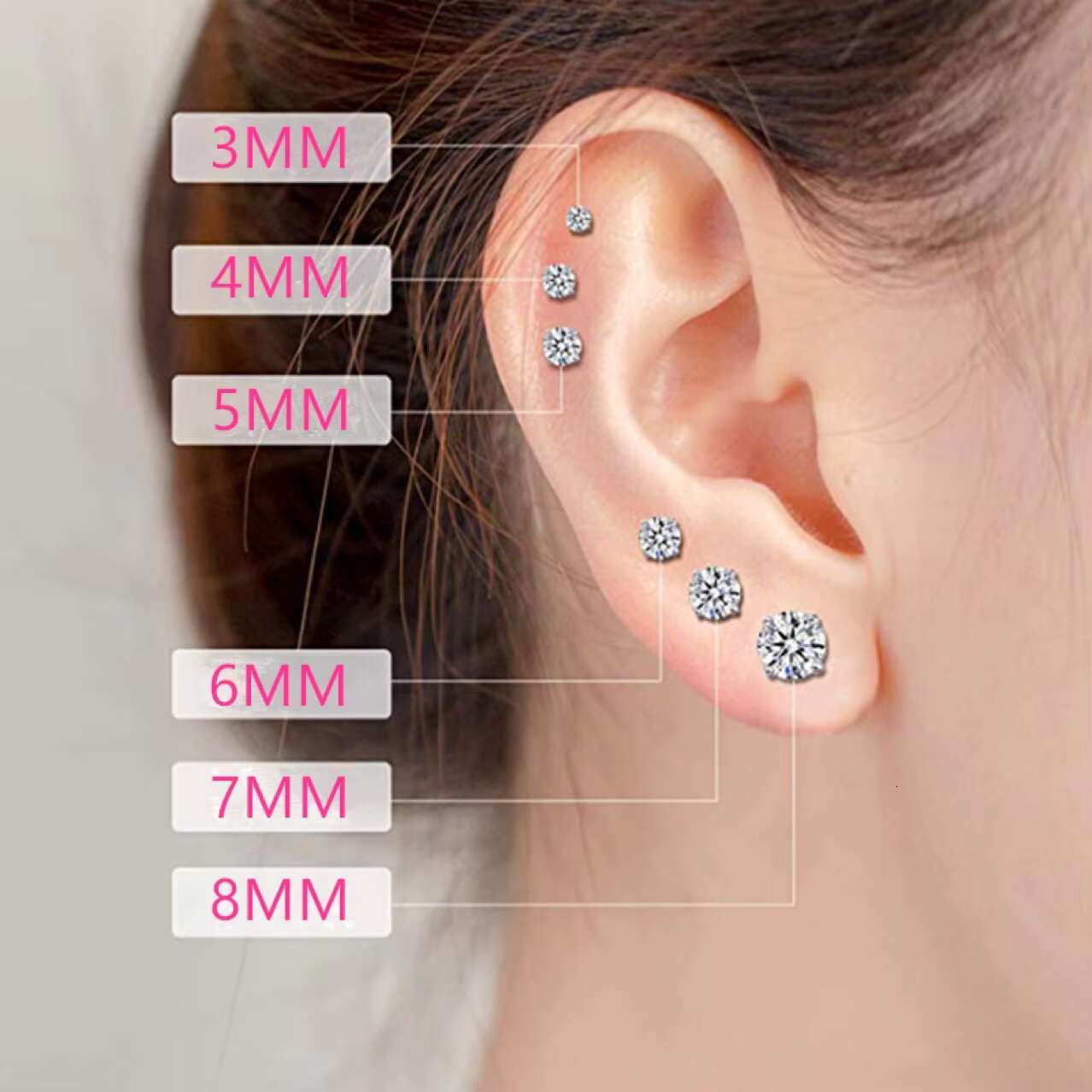 0.1ct-3.0ct Womens Moissanite Diamond Original 925 Sterling Silver All Size Classic Stud Earrings for Women