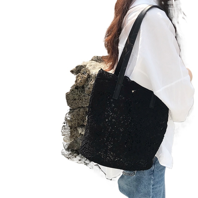 designer New Summer Korean Style Lace Woven Bag for Women Large Capacity Shoulder Bag Tote Bag Beach Bag Wholesale