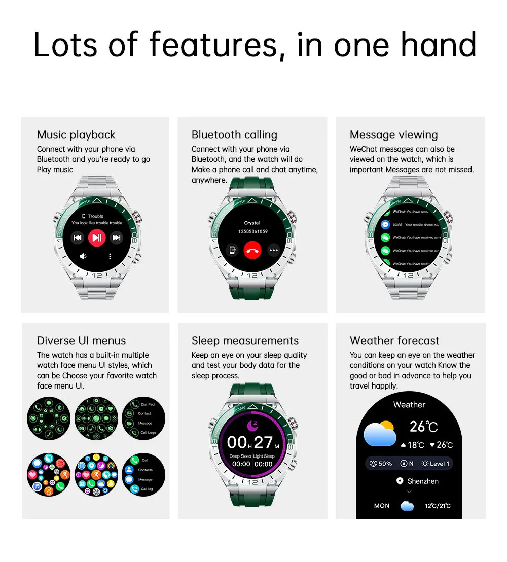 Ultimate Smart Watch Men AMOLED HD Screen Bluetooth Call Heart Rate SmartWatches Wireless Charging For HUAWEI free shipping
