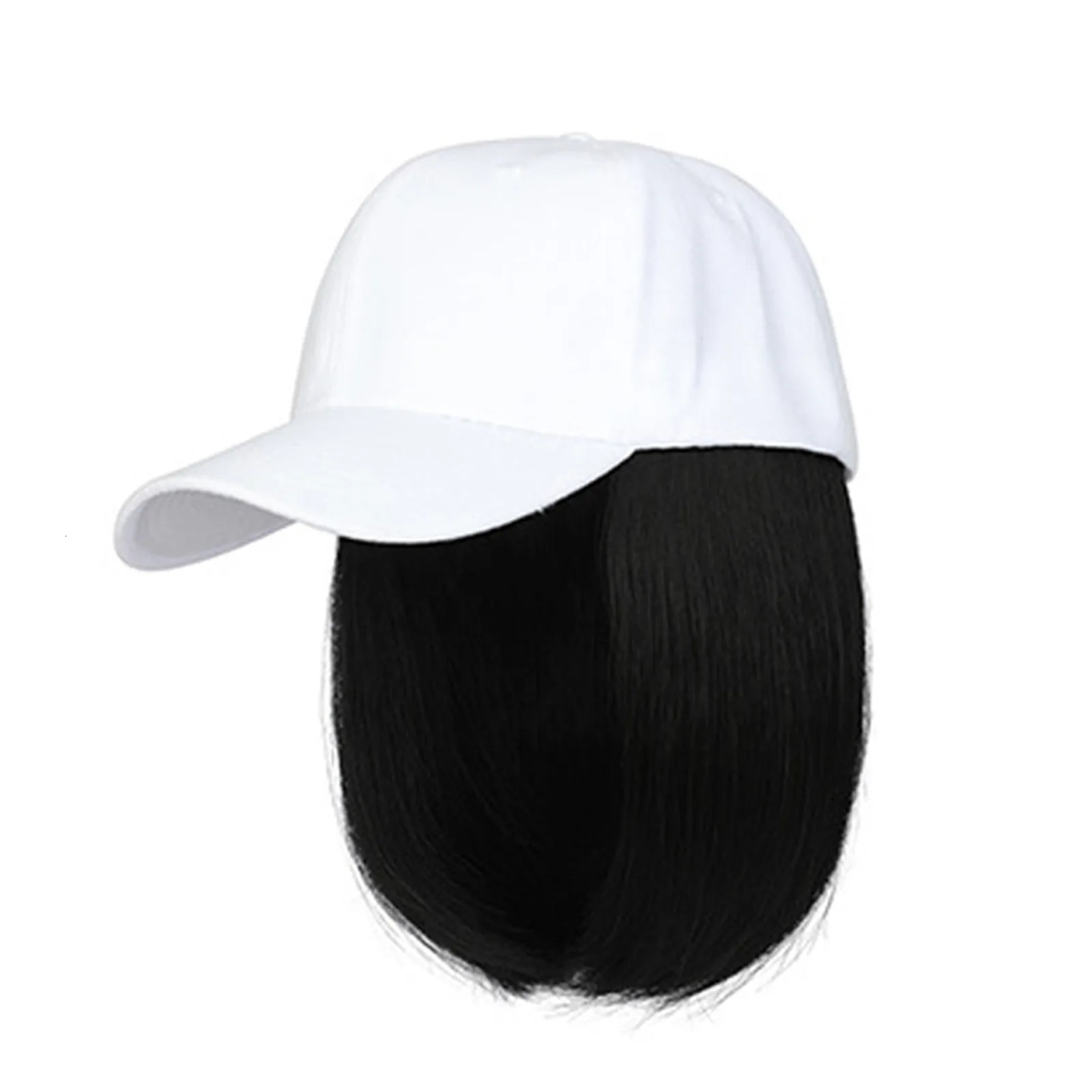 Synthetic Peaked Cap Wig For Women Baseball Cap Short Straight Hair Wig Duck Tongue Cap Bobblehead Curly Hair Fashion Hat Hair 250530