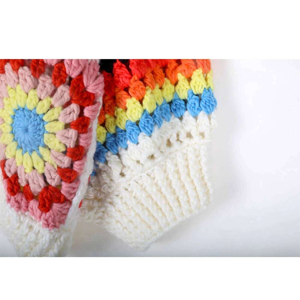 Hand Made Crochet Cardigan Woman V Neck Long Sleeve Sweater Open Ing Knitwear Jumper Autumn Winter