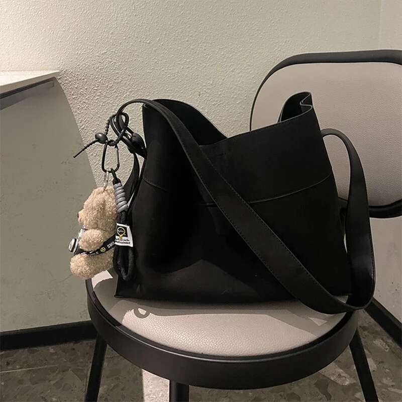 Large Capacity Suede Frosted Leather Tote Long Strap Square Commuter Shoulder Women's Bag Autumn New Fashion