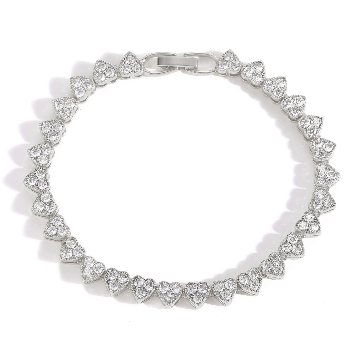 Hip Hop New Love Moissanite Bracelet 6.5mm Wide Heart Shaped Male and Female Couple Personalized Hip Hop Bracelet moissanite