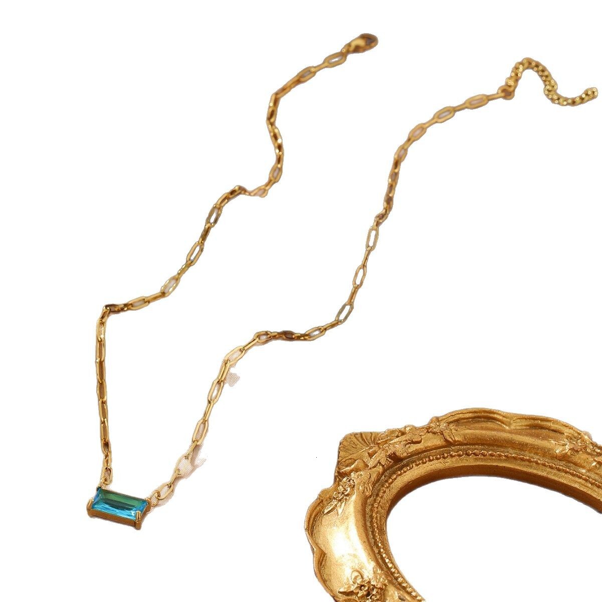 Necklace for Women Fashionable Elegant Gold-Plated Non-Fading Square and Round High-End Sense Jewelry