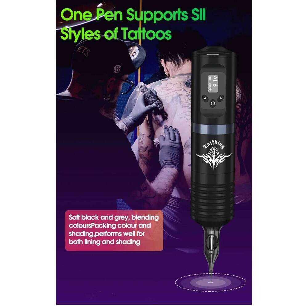 Cross Border Exclusive Tuffking Wireless Battery Pen With Digital Screen Display Integrated Tattoo Hine