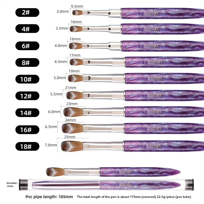 Zhizhuang Top Quality Nails Brush Purple Wood Handle Crimped Acrylic Nail Brush 100% Pure Kolinsky with Box for Manicure Powder 250528