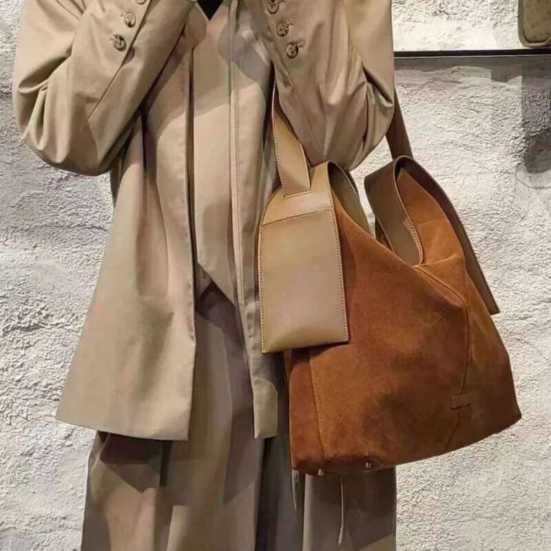 Maillard Slouchy Cross Autumn/Winter Premium Frosted Texture Large Capacity Tote Bag Commuter All-In-One Shoulder Individuality