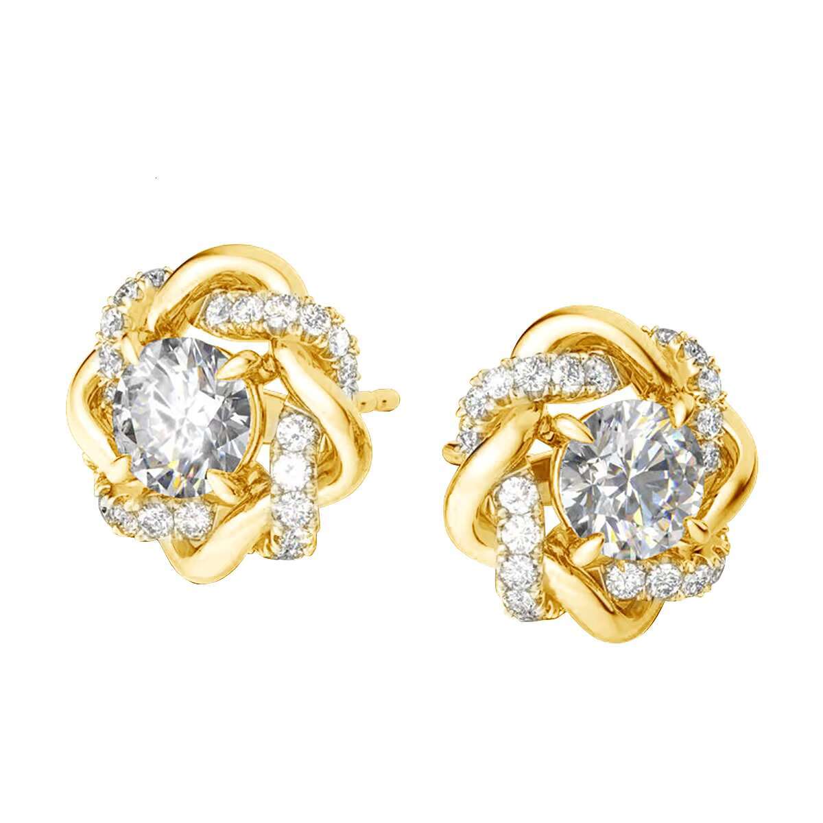 High Quality Jewelry Factory Wholesale 925 Sterling Silver Woman Exquisite Gift Petals 1 Carat Moissanite Earrings