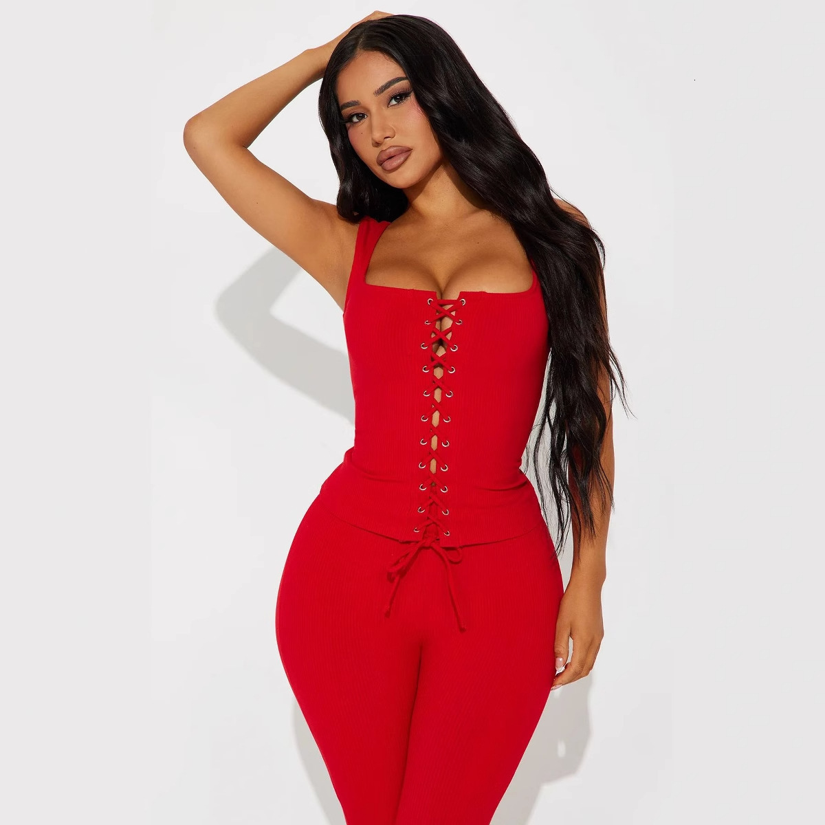 Designer T Shirt Summer New European And American Style Hot Girl Front Tie Strap Tank Top And Shorts Set Women S Fashion Essentials Summer Dress