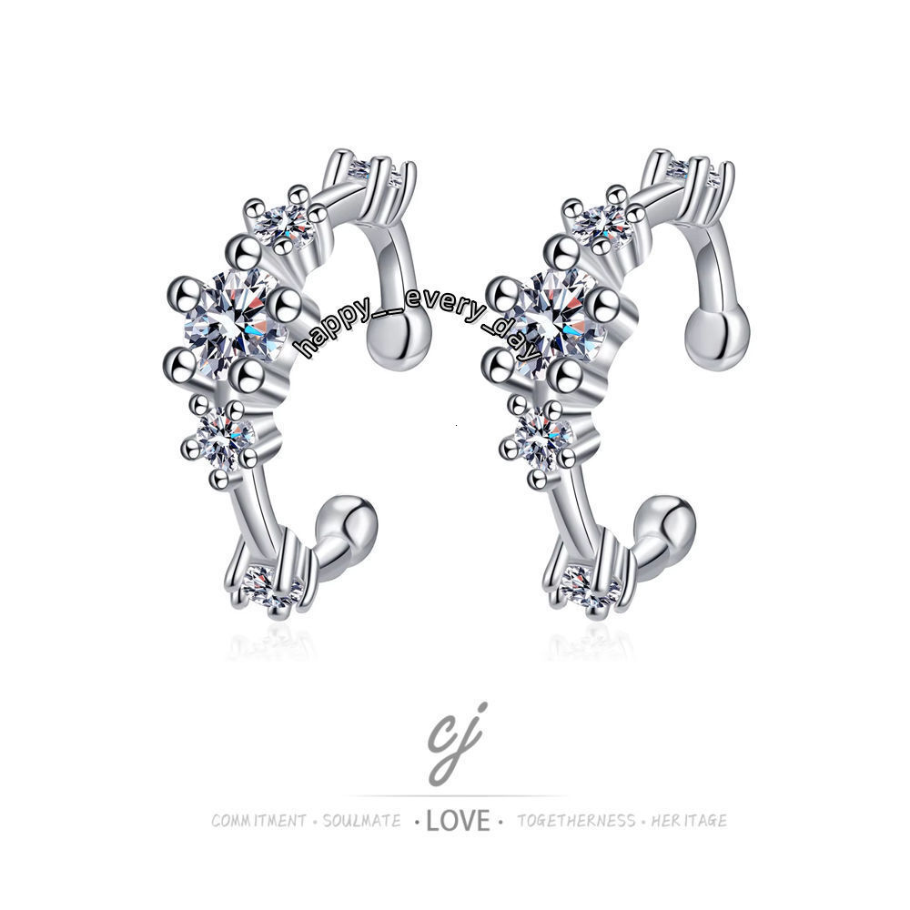 Carline Topsale Fine Jewelry Earrings Luxury Silver 925 Ear Cuff Earrings Moissanite Earrings Non Pierced Jewelry for Women