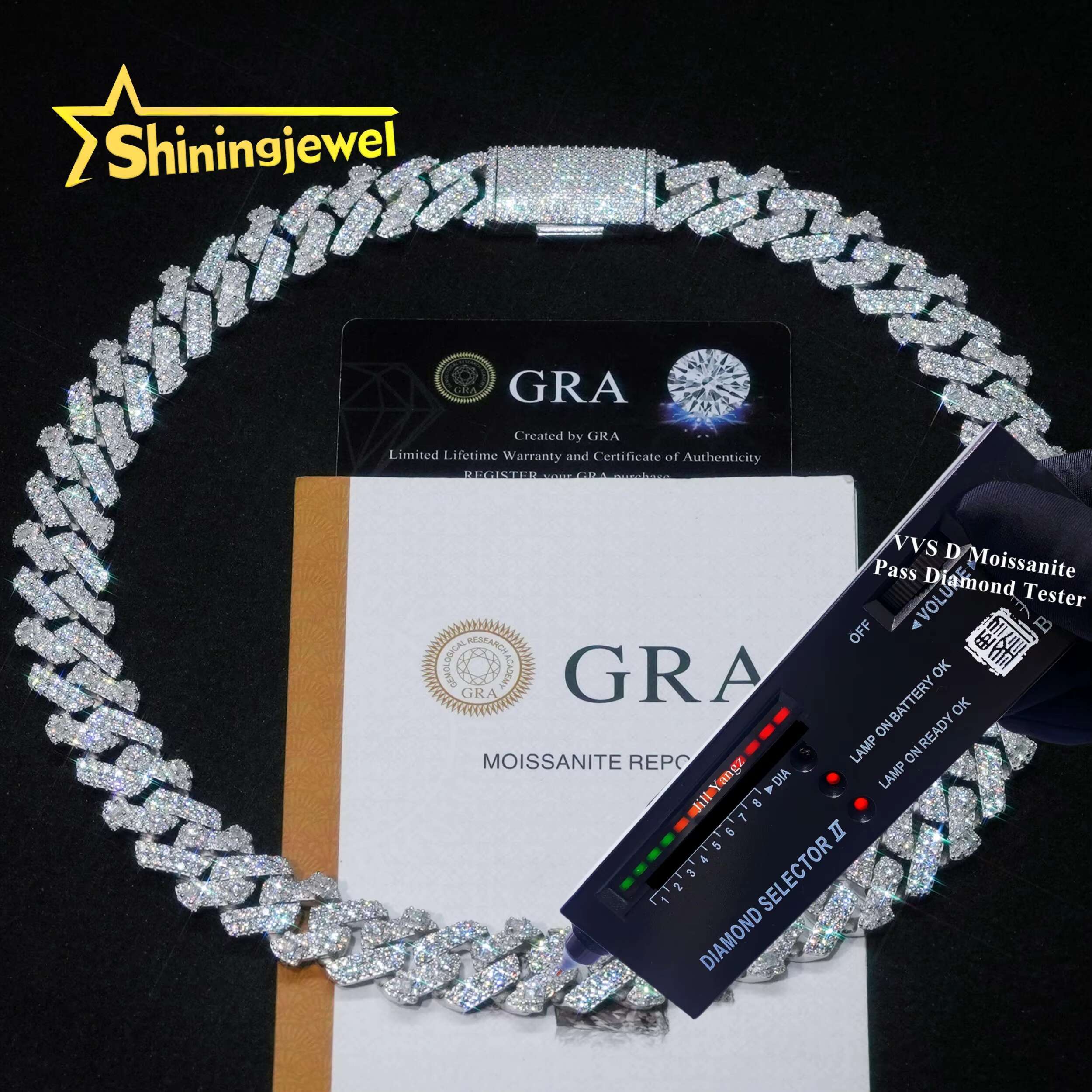 Bargain Sale 18mm Cuban Link Chain Button Design Moissanite Cuban Bracelet Necklace Custom Hip Hop Diamond Cuban Links