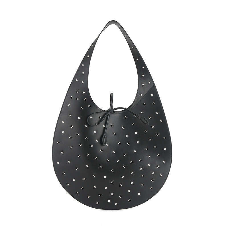 Cool Spicy Style Hollow Rivet Design Moon Personality Shoulder Underarm Large Capacity Tote Bag Handbag