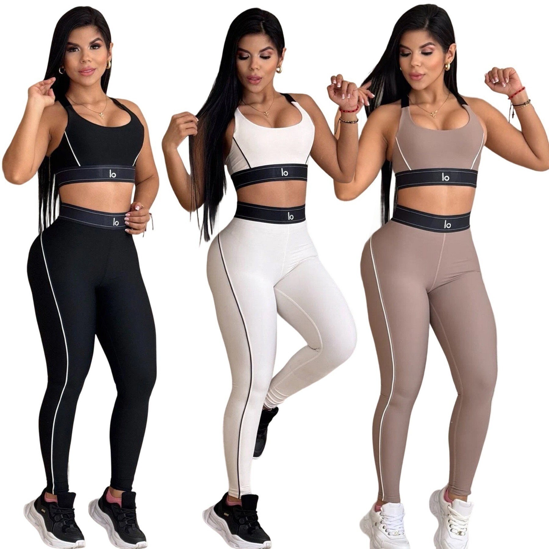 Fashion Designer Tracksuit Summer Two Piece Set Women Sports Yoga Vest Pants Sets Running Fitness Casual Track Suit Womens Clothing