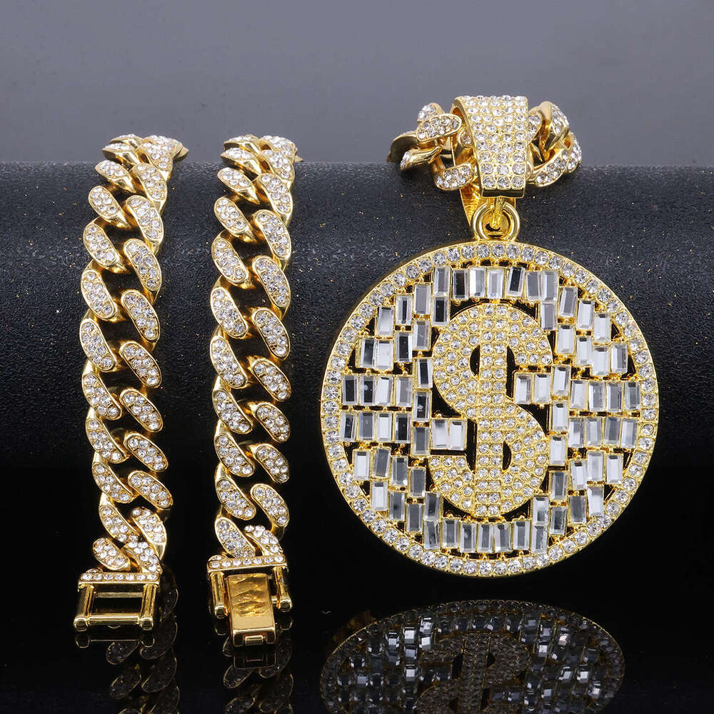 Luxury Moissanite necklace + pendant VVS Moissanite ice diamond gold chain necklace 925 sterling silver men's necklace Miami Cuban chain necklace