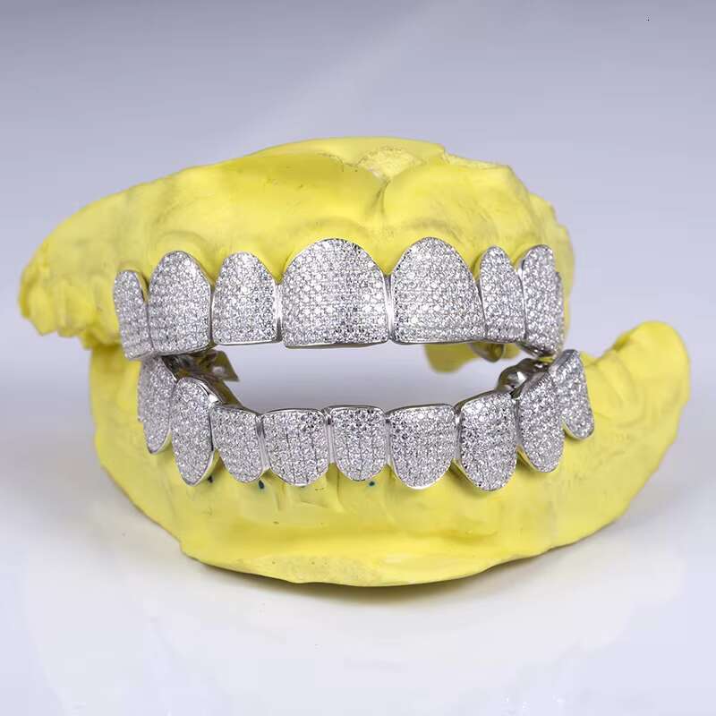 MSA-507 Custom 10k 14K 18k Gold 925 Silver Grillz Iced Out Moissanite Diamond Grillz Teeth