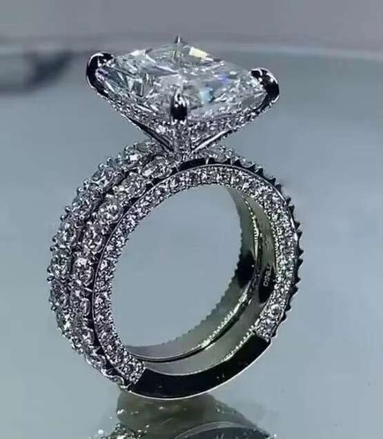 Radiant Moissanite Engagement Ring Gift for Men Women Ring Sterling Silver Bridal Customized Ring