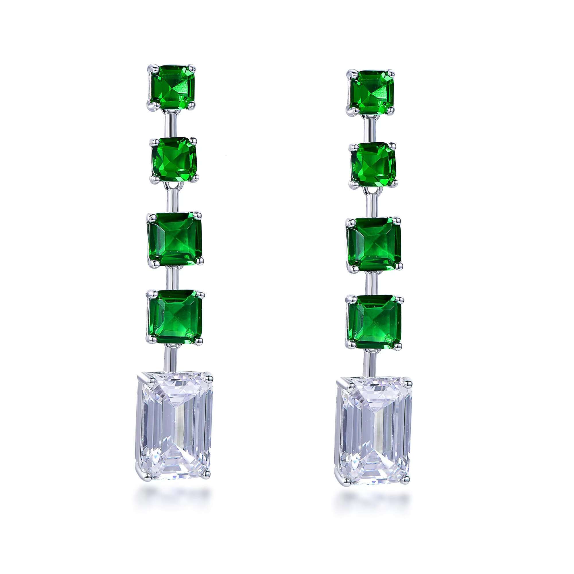 Woman Earrings Dangle Moissanite Earrings AAA CZ Emerald Tassel Natural Stone Sterling Silver Earrings