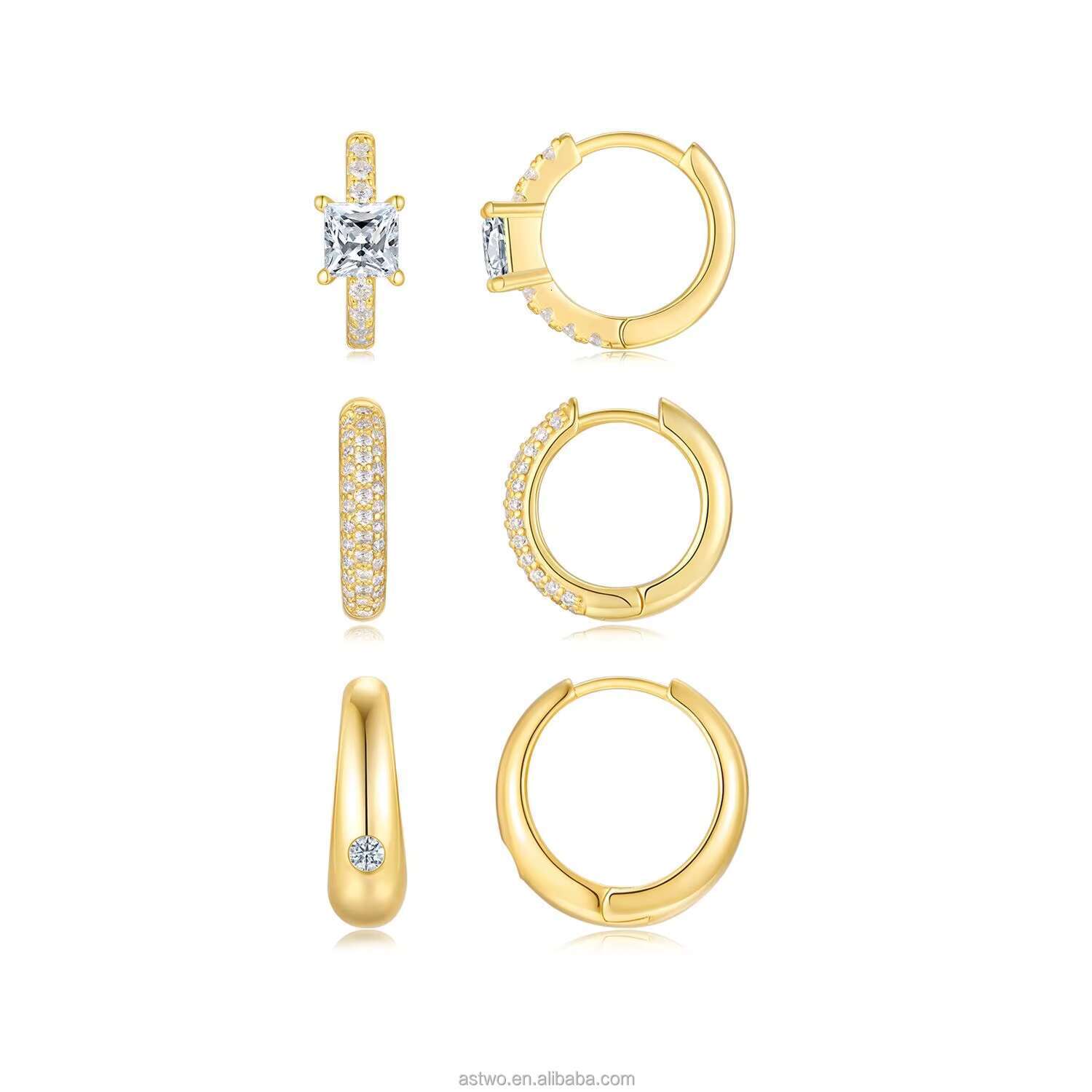 Stackable Moissanite Earrings S925 Silver 18K Gold Plated Four Pronged Stud Earrings Moissanite Earrings