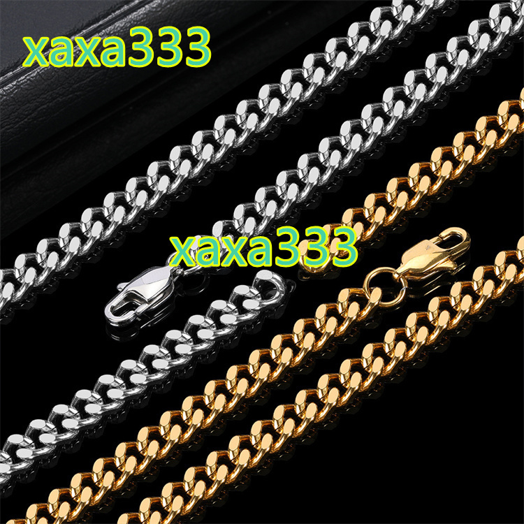 6mm New Stainless Steel Chain 18k Gold Vacuum Plating Four Sided Grinding Cuban Chain Necklace