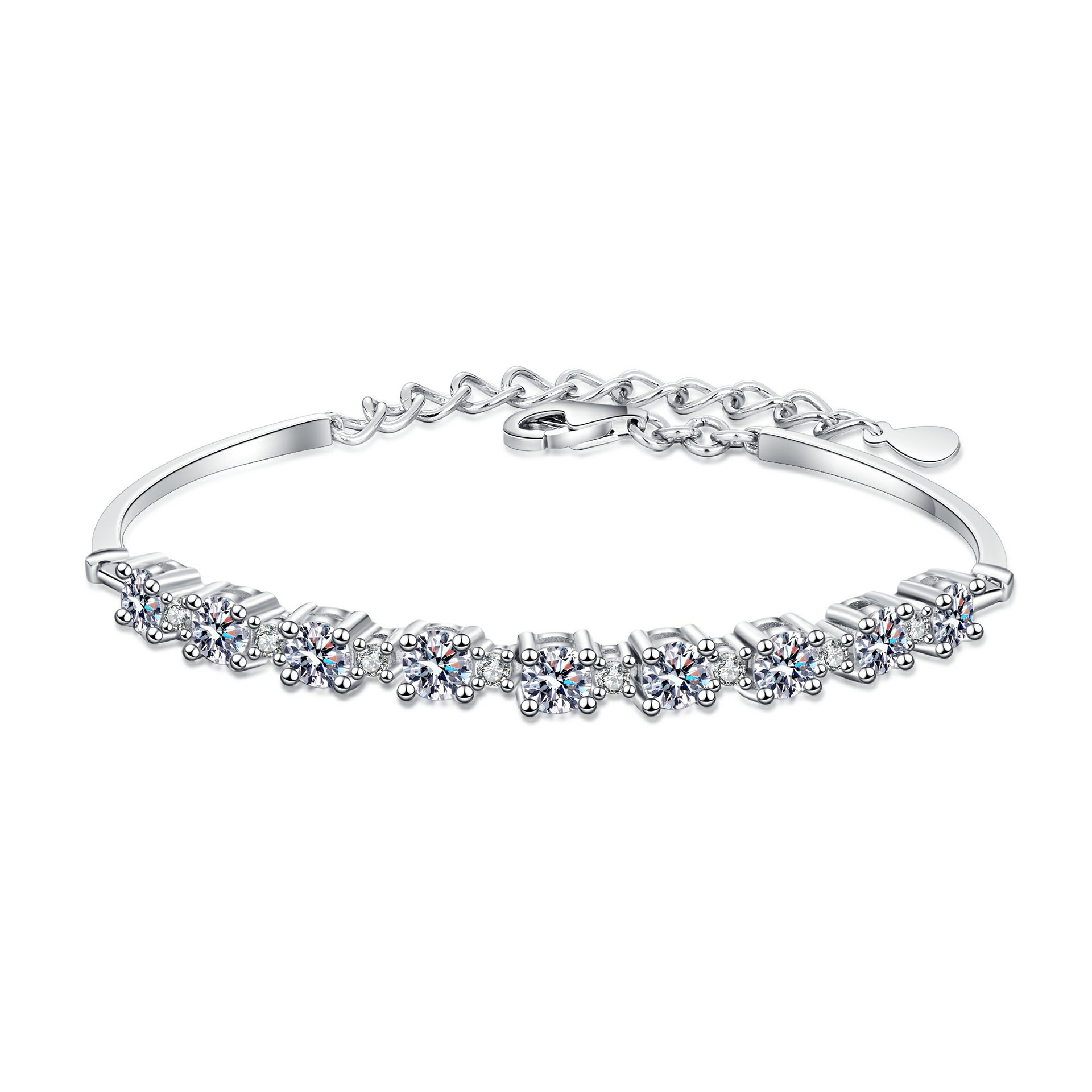 S925 Silver Bracelet for Women with D-Color Moissanite Stones, Elegant Channel Set Design for a Timeless Look