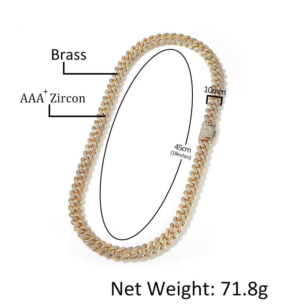 Hip hop Necklace Fashion Men's 10mm CZ Cuban Chain Jewelry Accessories
