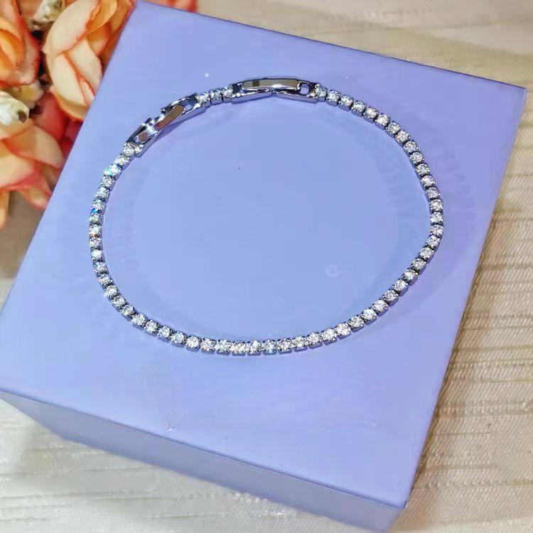 2MM Moissanit Tennis Women Designer Jewelry Plated Gold Zirconia Bracelets 7.5inch Iced Out Dia Bracelet for Wedding Bijoux Luxe with Box Free shippin