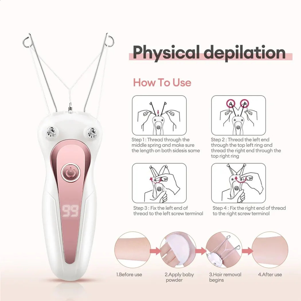Electric Body Hair r Womens Cotton Thread Leg Arm Shaver Razor Lady Beauty Neck Rechargeable Hair Epilator 250523