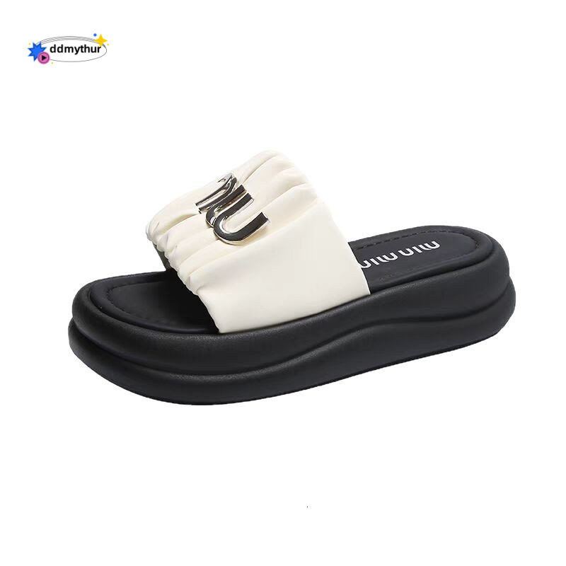 Platform Height Increasing Super Popular Women's Summer Outdoor High-End Sandals 2025 New Beach Slippers One-Strap Slides ddmythur