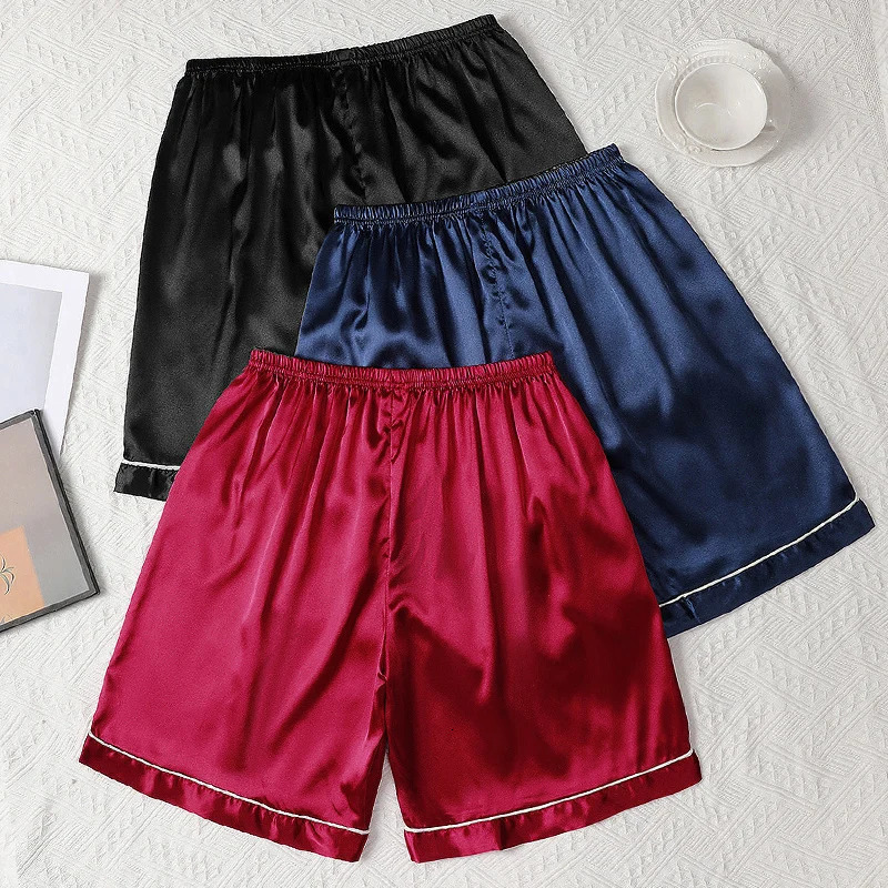 3 Pack Mens Satin Silklike Sleep Shorts Soft Comfortable Sleepwear for Men Summer Lounge Home Wear Casual 250526