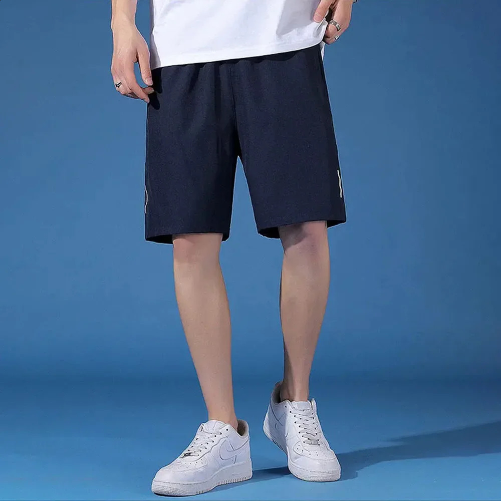 Mens Ice Silk Quick Dry Shorts Reflective Stripes Gym Sports Casual Short Pants Lightweight Breathable Cool Feeling Shorts 250530