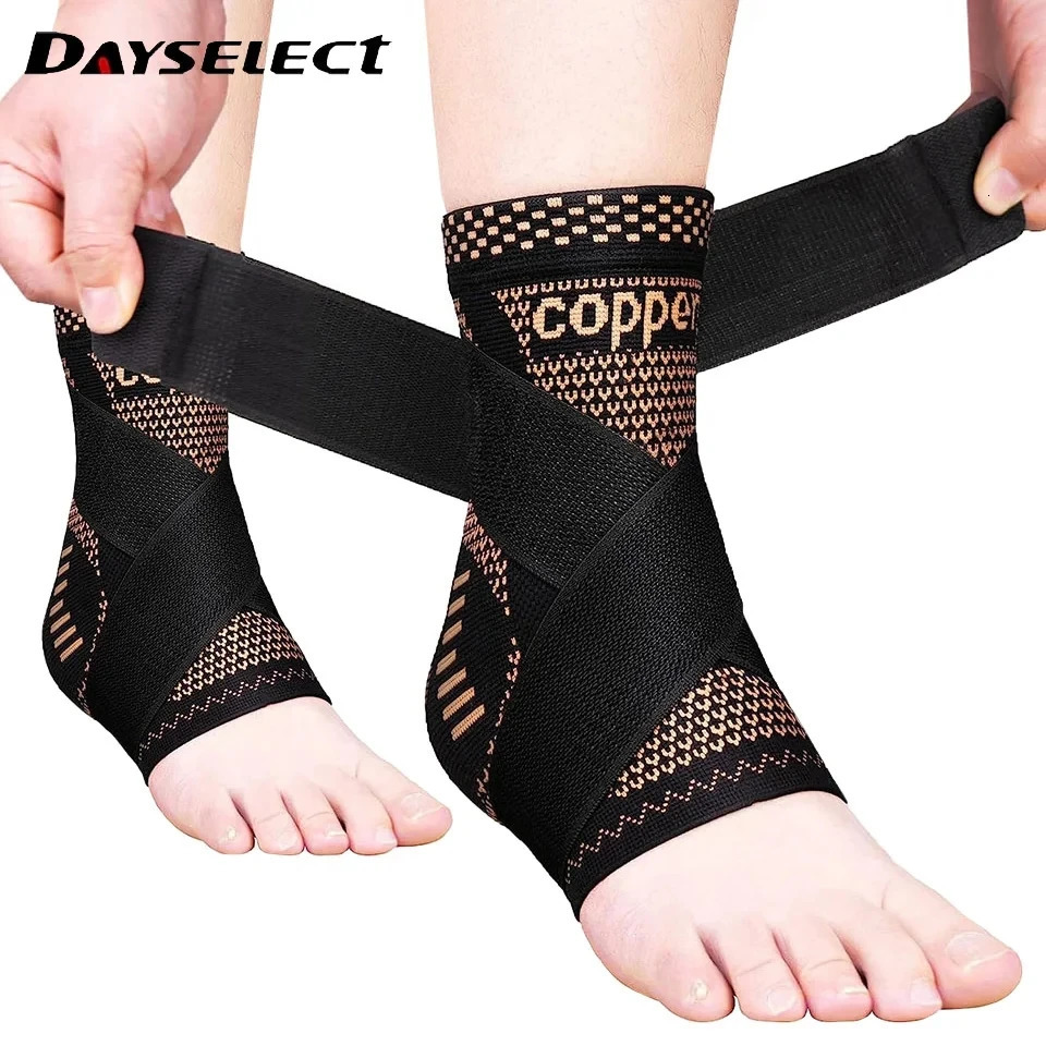 Adjustable Copper Compression Ankle Support Sleeve for Achilles Tendonitis Plantar FasciitisEases Swelling and Sprained 250530