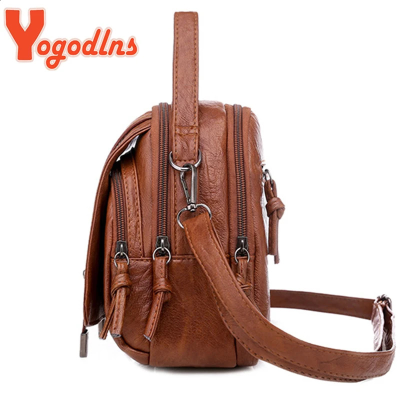 Yogodlns Vintage Small Shoulder Bag Women Soft PU Leather Crossbody Bag Multifunction Messenger Bag Casual Lady Handbag Bolso 250526