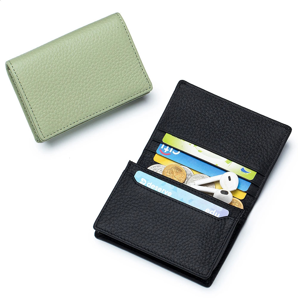 Genuine Leather Women Wallet Card Holder Small Purse Large Capacity Men Women Bank Business Holder Wallet Case 250528