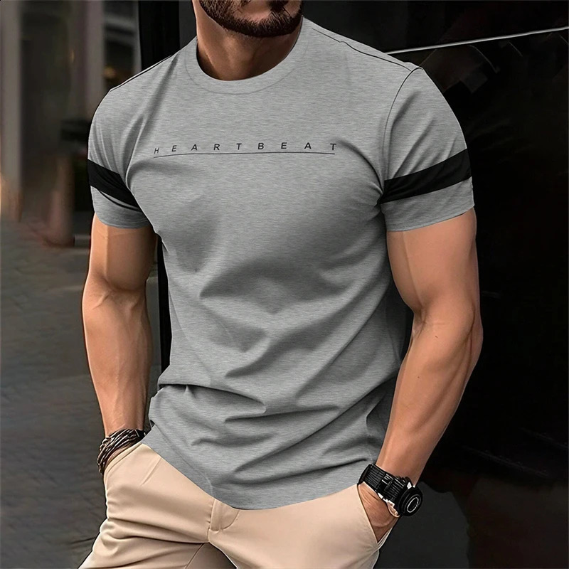 Simple Fashion Letters Striped Graphic T Shirts For Men Trend Summer Streetwear 3D Printed T-shirt Loose Streetwear Hip Hop Tees 250530