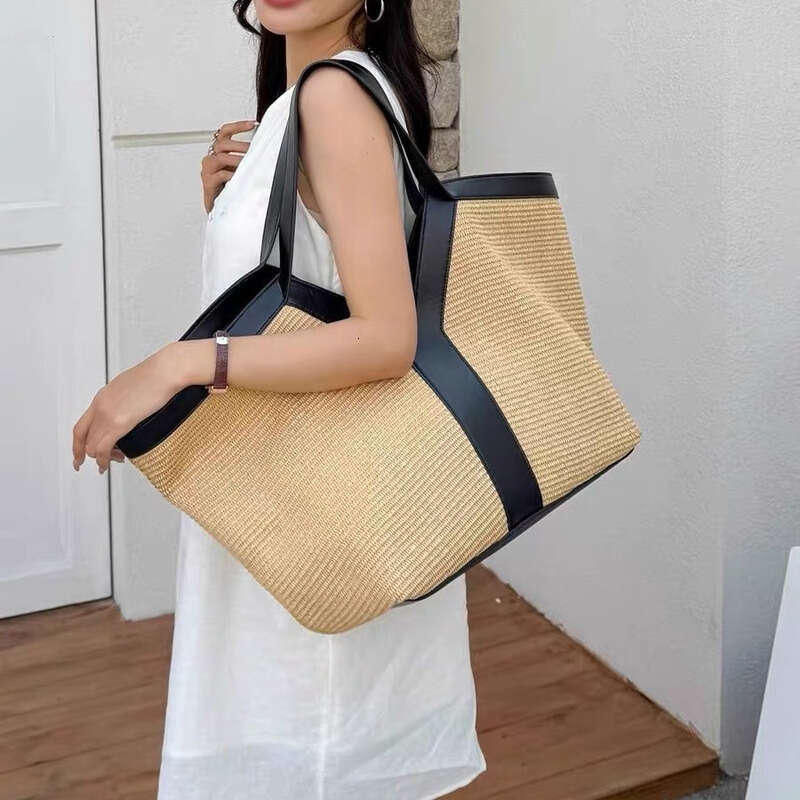 Straw Beach Tote New French Vacation Style Straw Woven High End Versatile Shoulder Handbag Large Capacity Tote Bag Crossbody Bag