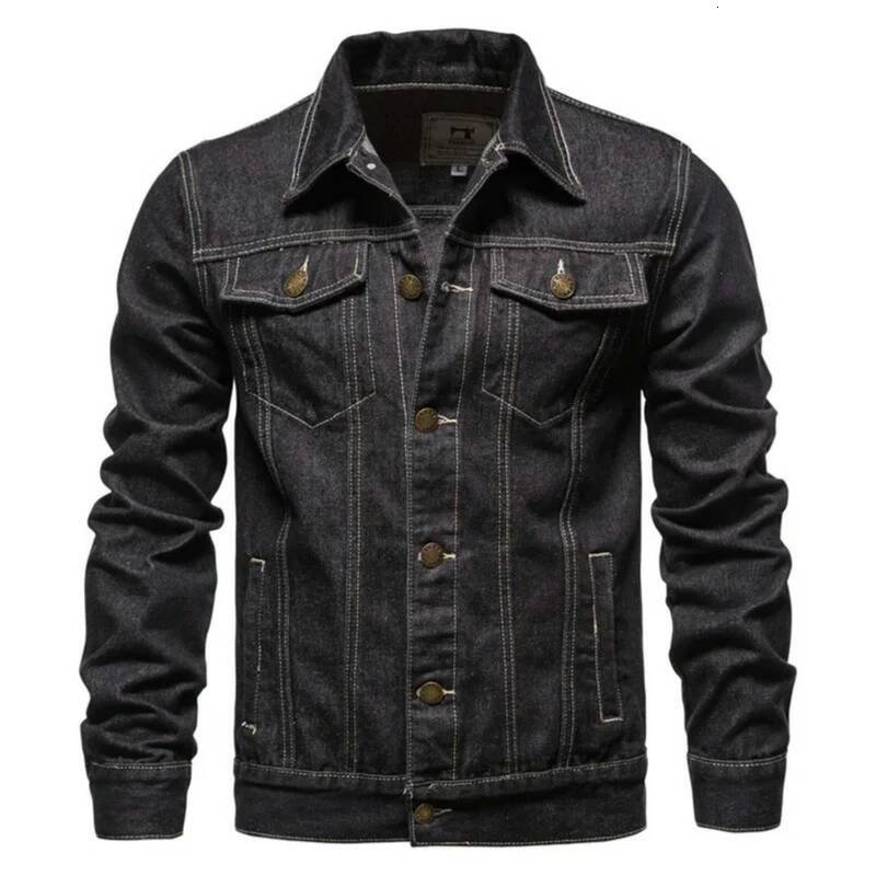 New Autumn Men's Workwear Jeans Jacket Loose Casual Versatile Youthful Male Solid Color Tops Dnim Mens Outwear