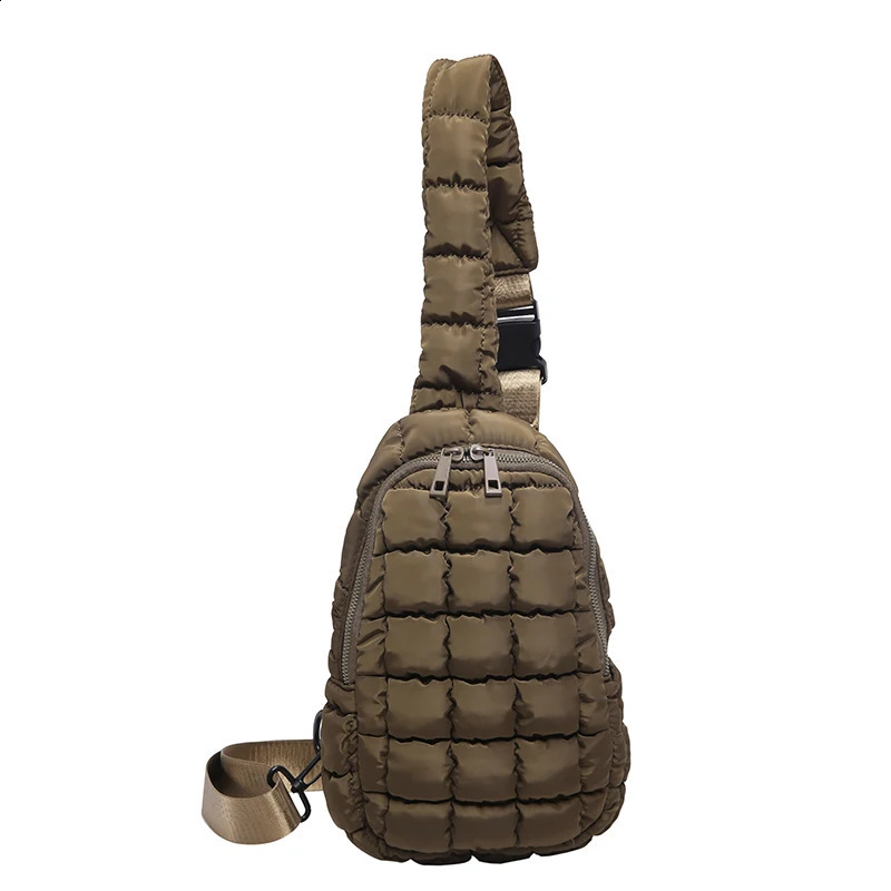 Women Padding Crossbody Bag Adjustable Strap Plaid Quilted Bag Large Capacity Simple Shoulder Bag Female Commute Bag 250528