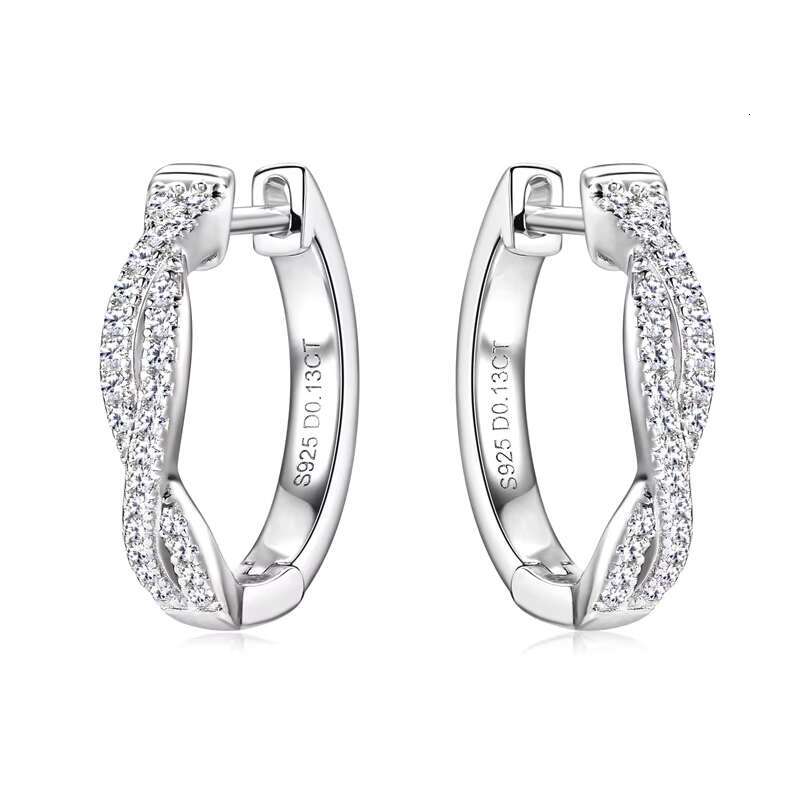 2025 Elegant Versatile Moissanite Earrings Fashionable Twisted Stone Womens Hoops Wholesale Trendy Jewelry