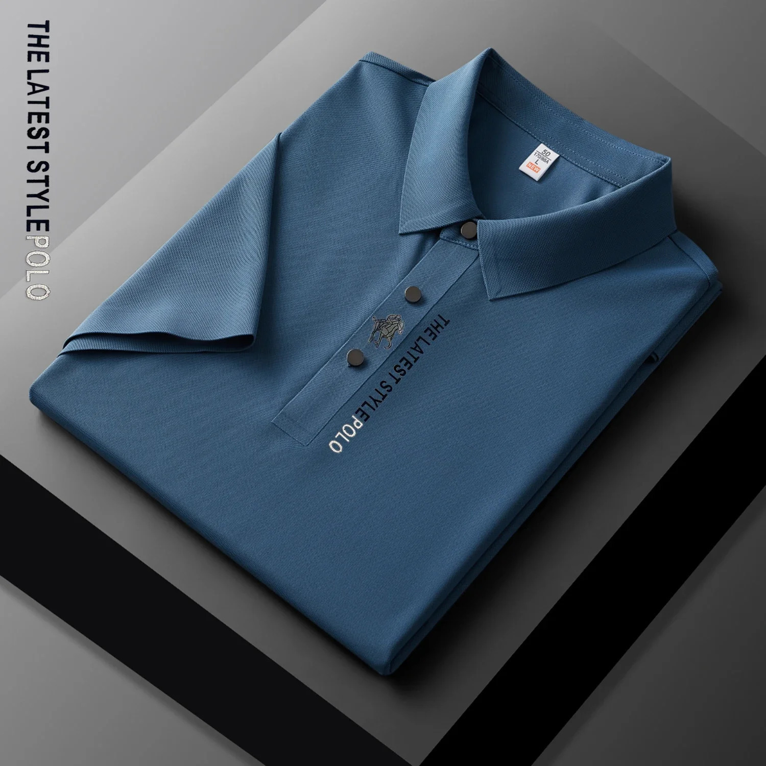 Ice Silk Polo Shirt Short Sleeved Letter Printing T-shirt Summer Mens Clothing High-grade Shirts 250526