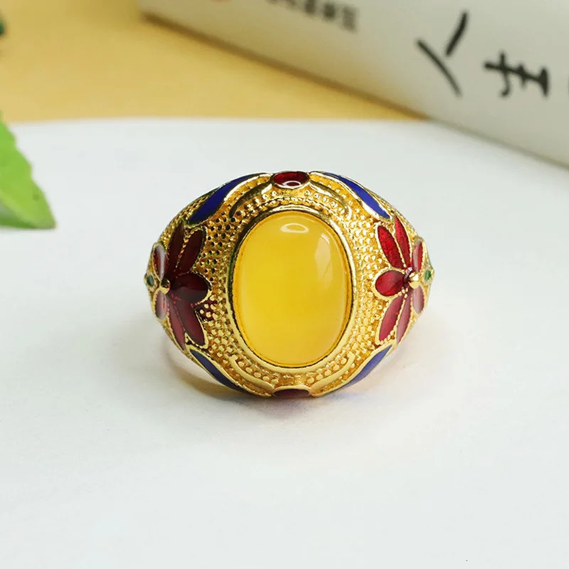 Natural Amber Ring Yellow Beeswax Finger Rings Finger Ring Jewelry 250526