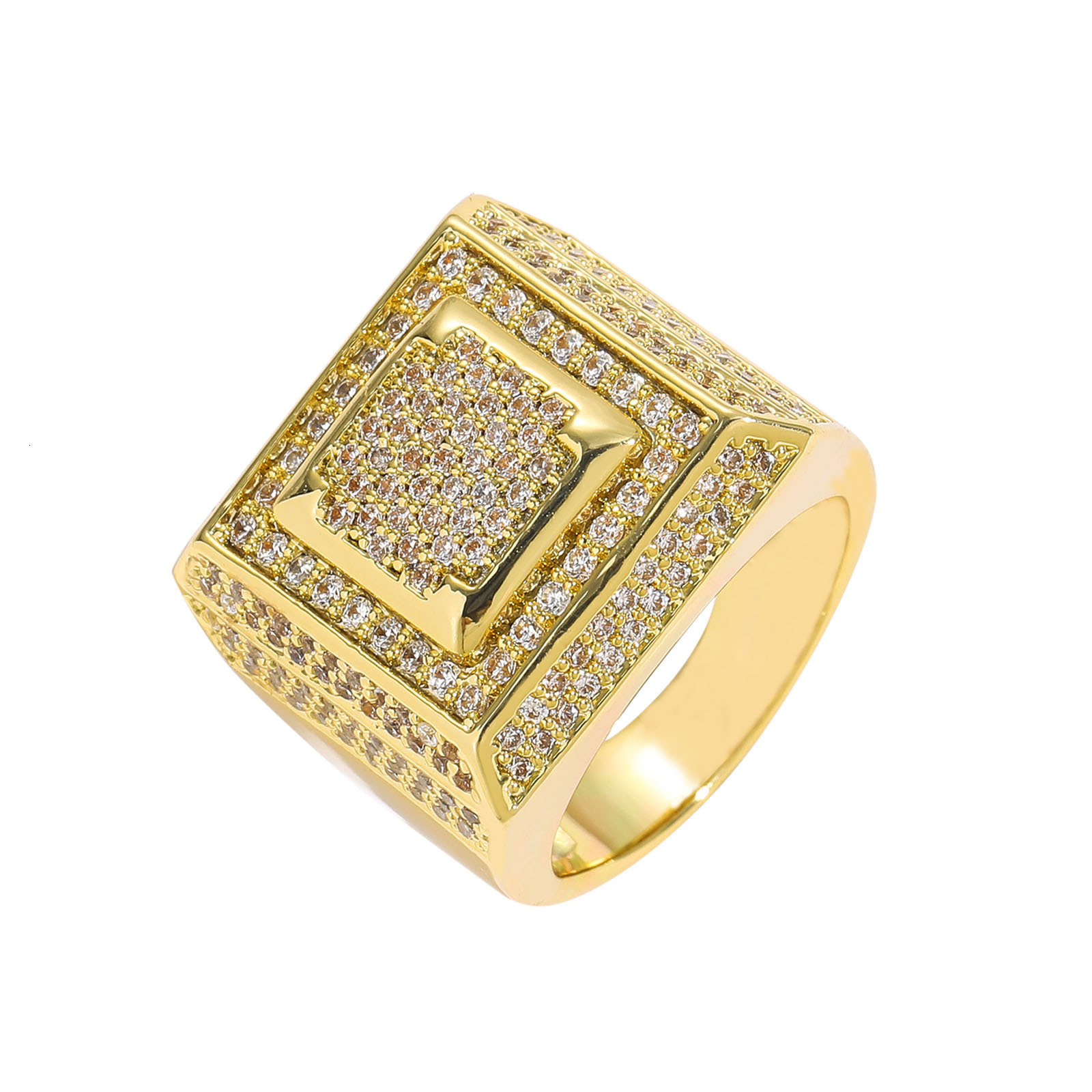 Hiphop Micro Set Moissanite Mens Ring Hiphop Square Ring Personalized Fashion Mens Accessories moissanite
