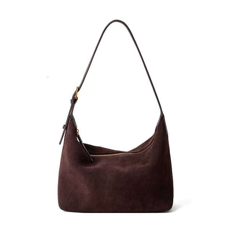 Genuine Women's 2024 Autumn/Winter New Style Frosted Cow Leather Tote Bag High End Feel Casual Single Shoulder Slant